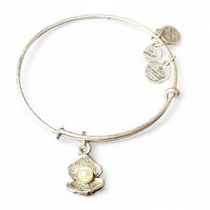 Alex and Ani Silver Bangle Bracelet with Pearl Charm